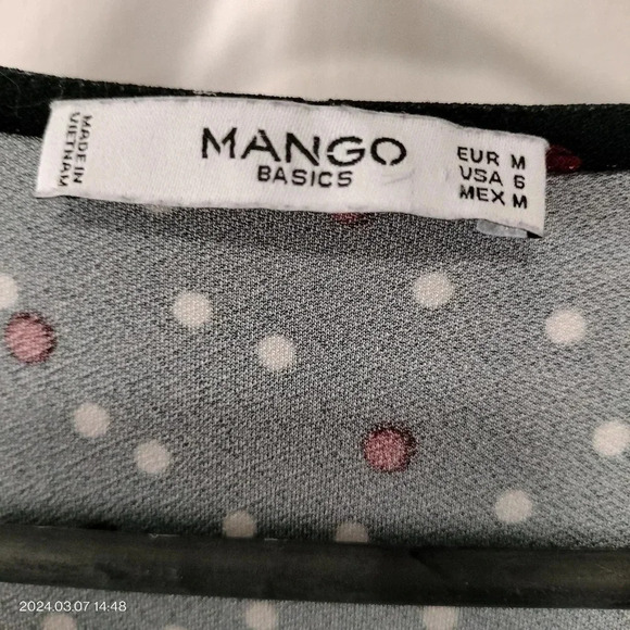 MNG by Mango Basics Shift Long Sleeves Polka dots Dress size Medium - Picture 4 of 7